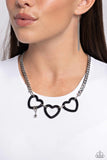 Heart Homage - Black Necklace - Paparazzi Accessories Necklace Bedazzle Me Pretty Mobile Fashion Boutique