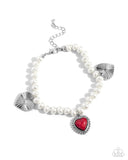 Heart-struck Haven - Red Bracelet - Paparazzi Accessories Bracelet Bedazzle Me Pretty Mobile Fashion Boutique
