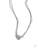 Heartbroken Bling - White Necklace - Paparazzi Accessories Necklace Bedazzle Me Pretty Mobile Fashion Boutique