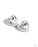 Heartfelt Haute - White Post Earrings - Paparazzi Accessories Post Earrings Bedazzle Me Pretty Mobile Fashion Boutique