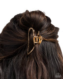 Heartfelt Hint - Gold Hair Clip - Paparazzi Accessories Hair Clip Bedazzle Me Pretty Mobile Fashion Boutique