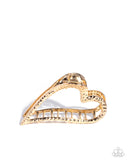 Heartfelt Hint - Gold Hair Clip - Paparazzi Accessories Hair Clip Bedazzle Me Pretty Mobile Fashion Boutique
