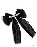 Here We BOW Again - Black Hair Clip - Paparazzi Accessories Hair Clip Bedazzle Me Pretty Mobile Fashion Boutique