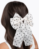 Here We BOW Again - White Hair Clip - Paparazzi Accessories Hair Clip Bedazzle Me Pretty Mobile Fashion Boutique