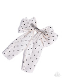 Here We BOW Again - White Hair Clip - Paparazzi Accessories Hair Clip Bedazzle Me Pretty Mobile Fashion Boutique