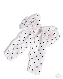 Here We BOW Again - White Hair Clip - Paparazzi Accessories Hair Clip Bedazzle Me Pretty Mobile Fashion Boutique