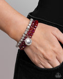 Heroic Haute - Red Bracelet - Paparazzi Accessories Bracelet Bedazzle Me Pretty Mobile Fashion Boutique