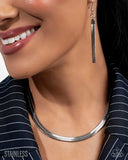 Herringbone Haute - Silver Choker Necklace - Paparazzi Accessories Necklace Bedazzle Me Pretty Mobile Fashion Boutique