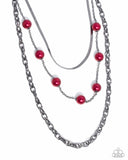High-Class Haute - Red Necklace - Paparazzi Accessories Necklace Bedazzle Me Pretty Mobile Fashion Boutique