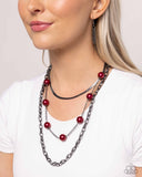 High-Class Haute - Red Necklace - Paparazzi Accessories Necklace Bedazzle Me Pretty Mobile Fashion Boutique