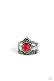 Highland Plains - Red Ring - Paparazzi Accessories Ring Bedazzle Me Pretty Mobile Fashion Boutique