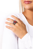 Highland Plains - Red Ring - Paparazzi Accessories Ring Bedazzle Me Pretty Mobile Fashion Boutique
