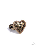 Hint of Heartbreak - Brass Ring - Paparazzi Accessories Ring Bedazzle Me Pretty Mobile Fashion Boutique