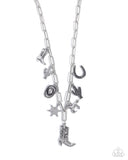Hoedown Throwdown - Silver Necklace - Paparazzi Accessories Necklace Bedazzle Me Pretty Mobile Fashion Boutique