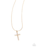Holy Harmony - Gold Necklace - Paparazzi Accessories Necklace Bedazzle Me Pretty Mobile Fashion Boutique