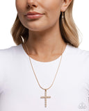 Holy Harmony - Gold Necklace - Paparazzi Accessories Necklace Bedazzle Me Pretty Mobile Fashion Boutique