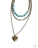 Home Stretch - Brass Necklace - Paparazzi Accessories Necklace Bedazzle Me Pretty Mobile Fashion Boutique