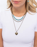 Home Stretch - Brass Necklace - Paparazzi Accessories Necklace Bedazzle Me Pretty Mobile Fashion Boutique