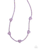Homecoming Hearts - Purple Necklace - Paparazzi Accessories Necklace Bedazzle Me Pretty Mobile Fashion Boutique
