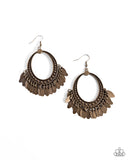 Homestead Hustle - Brass Earrings - Paparazzi Accessories Earrings Bedazzle Me Pretty Mobile Fashion Boutique