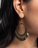 Homestead Hustle - Brass Earrings - Paparazzi Accessories Earrings Bedazzle Me Pretty Mobile Fashion Boutique