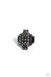 Honeycomb Haute - Black Ring - Paparazzi Accessories Ring Bedazzle Me Pretty Mobile Fashion Boutique