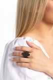 Honeycomb Haute - Black Ring - Paparazzi Accessories Ring Bedazzle Me Pretty Mobile Fashion Boutique