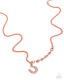 Horseshoe Headline - Copper Necklace - Paparazzi Accessories Necklace Bedazzle Me Pretty Mobile Fashion Boutique