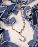 Horseshoe Headline - White Necklace - Paparazzi Accessories Necklace Bedazzle Me Pretty Mobile Fashion Boutique