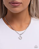 Horseshoe Headline - White Necklace - Paparazzi Accessories Necklace Bedazzle Me Pretty Mobile Fashion Boutique