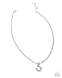 Horseshoe Headline - White Necklace - Paparazzi Accessories Necklace Bedazzle Me Pretty Mobile Fashion Boutique