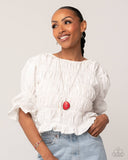 Horseshoe Hoedown - Red Necklace - Paparazzi Accessories Necklace Bedazzle Me Pretty Mobile Fashion Boutique