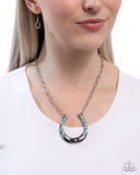 Horseshoe Homage - Black Necklace - Paparazzi Accessories Necklace Bedazzle Me Pretty Mobile Fashion Boutique