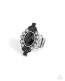 Hot Off The FINESSE - Black Ring - Paparazzi Accessories Ring Bedazzle Me Pretty Mobile Fashion Boutique