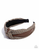 Houndstooth Haute - Brown Headband - Paparazzi Accessories Bedazzle Me Pretty Mobile Fashion Boutique