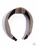 Houndstooth Haute - Brown Headband - Paparazzi Accessories Bedazzle Me Pretty Mobile Fashion Boutique