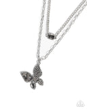 Hovering Headline - Silver Necklace - Paparazzi Accessories Necklace Bedazzle Me Pretty Mobile Fashion Boutique