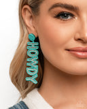 Howdy Headline - Blue Post Earrings - Paparazzi Accessories Post Earrings Bedazzle Me Pretty Mobile Fashion Boutique