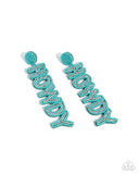 Howdy Headline - Blue Post Earrings - Paparazzi Accessories Post Earrings Bedazzle Me Pretty Mobile Fashion Boutique