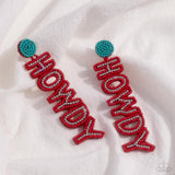 Howdy Headline - Red Post Earrings - Paparazzi Accessories Post Earrings Bedazzle Me Pretty Mobile Fashion Boutique