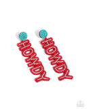 Howdy Headline - Red Post Earrings - Paparazzi Accessories Post Earrings Bedazzle Me Pretty Mobile Fashion Boutique