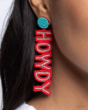 Howdy Headline - Red Post Earrings - Paparazzi Accessories Post Earrings Bedazzle Me Pretty Mobile Fashion Boutique