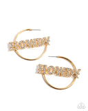 Howdy Hoedown - Gold Earrings - Paparazzi Accessories Earrings Bedazzle Me Pretty Mobile Fashion Boutique