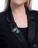 Hummingbird Heirloom - Green Brooch - Paparazzi Accessories Brooch Bedazzle Me Pretty Mobile Fashion Boutique