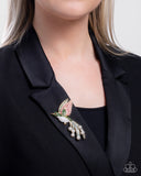 Hummingbird Homage - Green Brooch - Paparazzi Accessories Brooch Bedazzle Me Pretty Mobile Fashion Boutique