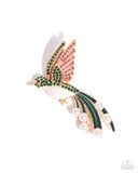 Hummingbird Homage - Green Brooch - Paparazzi Accessories Brooch Bedazzle Me Pretty Mobile Fashion Boutique