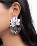 Hummingbird Homecoming - White Post Earrings - Paparazzi Accessories Post Earrings Bedazzle Me Pretty Mobile Fashion Boutique