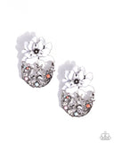 Hummingbird Homecoming - White Post Earrings - Paparazzi Accessories Post Earrings Bedazzle Me Pretty Mobile Fashion Boutique