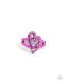 Hybrid Heart - Pink Ring - Paparazzi Accessories Ring Bedazzle Me Pretty Mobile Fashion Boutique