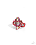 Hybrid Heart - Red Ring - Paparazzi Accessories Ring Bedazzle Me Pretty Mobile Fashion Boutique